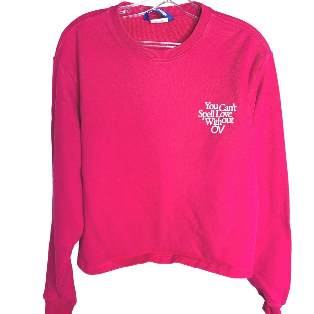 Outdoor Voices Medium Pink Cropped Sweatshirt You Cant Spell Love Logo